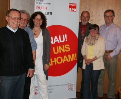 Bruno Helgert, Hans Weigl, Ruth Müller, Franz Gumplinger, Elfi Schmidt und Max Neumeier