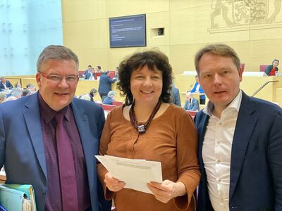 Ruth Müller mit den beiden Vertreter der SPD LT-Fraktion im Wissenschaftsausschuss, Volkmar Halbleib u. Christian Flisek