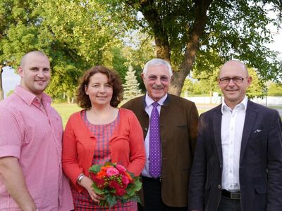 die Kreisvorsitzenden der SPD, Dominik Karl, Ruth Müller, Gerhard Babl, Sebastian Hutzenthaler